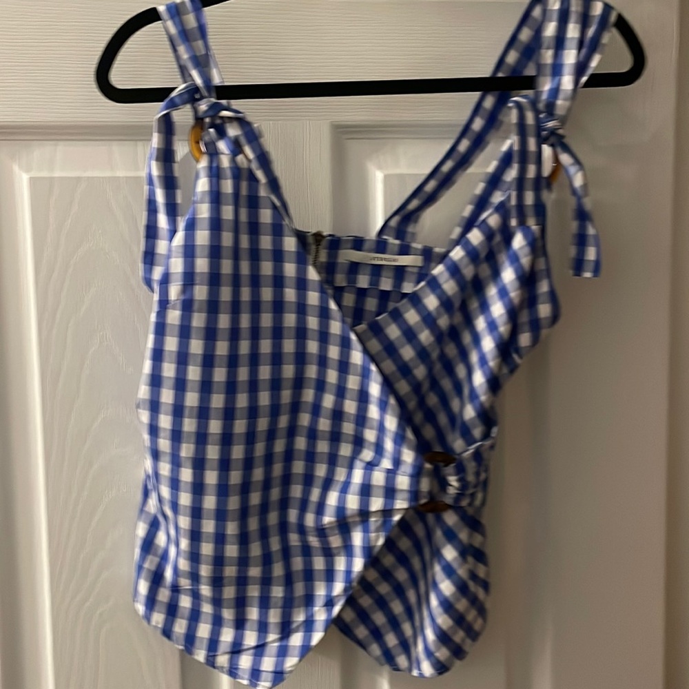 Blue Check Uterque Wrap Top
